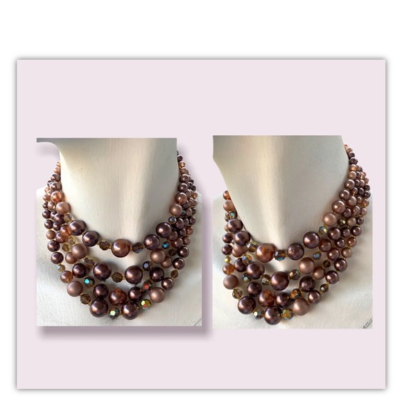 Multi Strand Beaded Necklaces Colourful Vintage Adjustable Choker Lot - Picture 4 of 11